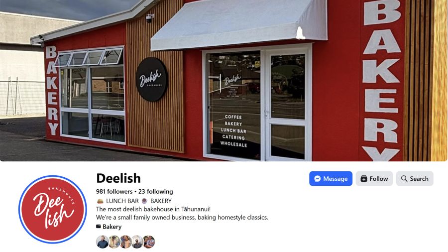 The Facebook page of Deelish Bakery in Nelson
